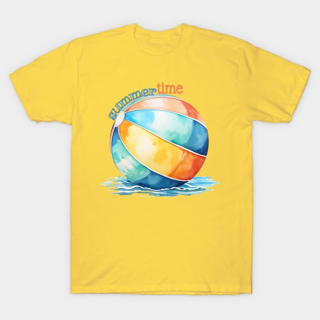 Summer Time Beach Ball in Watercolor T-Shirt by mw1designsart